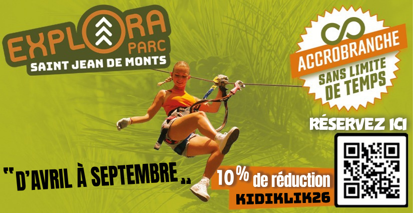Explora Parc à Saint-Jean-de-Monts ; accrobranche SANS AUCUNE LIMITE DE TEMPS, pour toute la famille AU BORD DE MER 